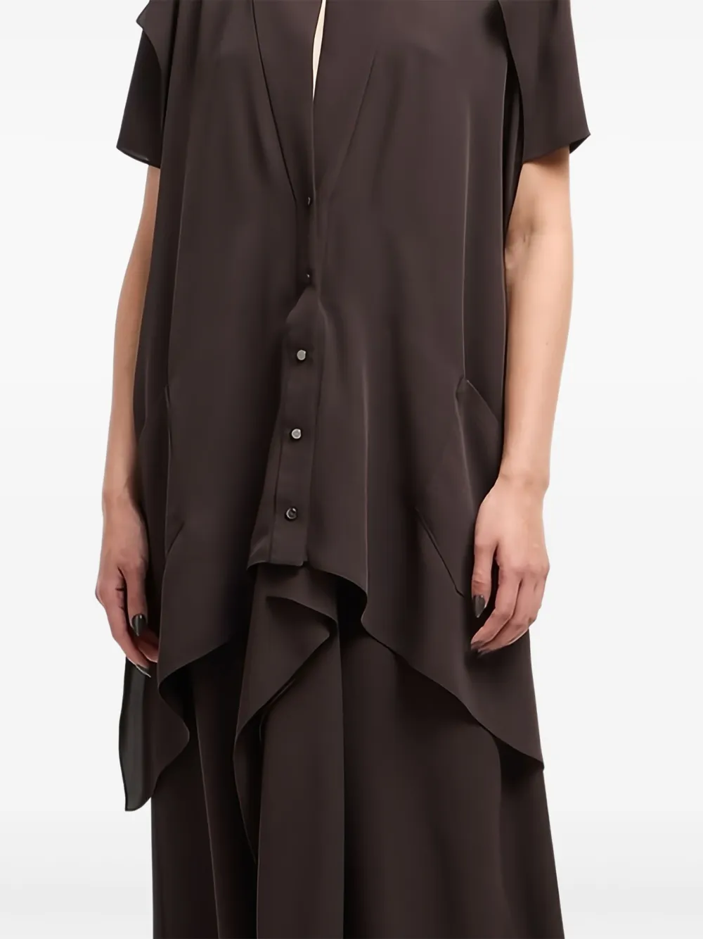 Giorgio Armani button layered maxi dress - Bruin