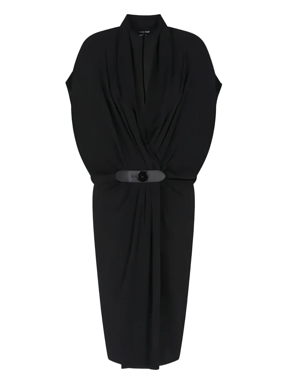 Giorgio Armani vestido drapeado con cinturón | negro | Image 1