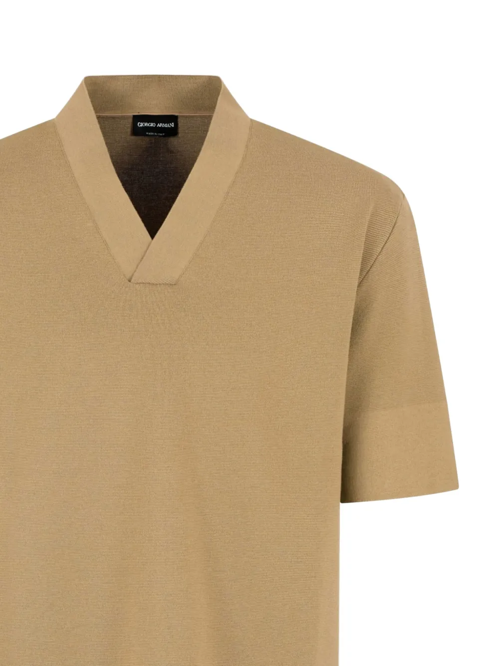 Giorgio Armani V-neck knitted T-shirt - Beige