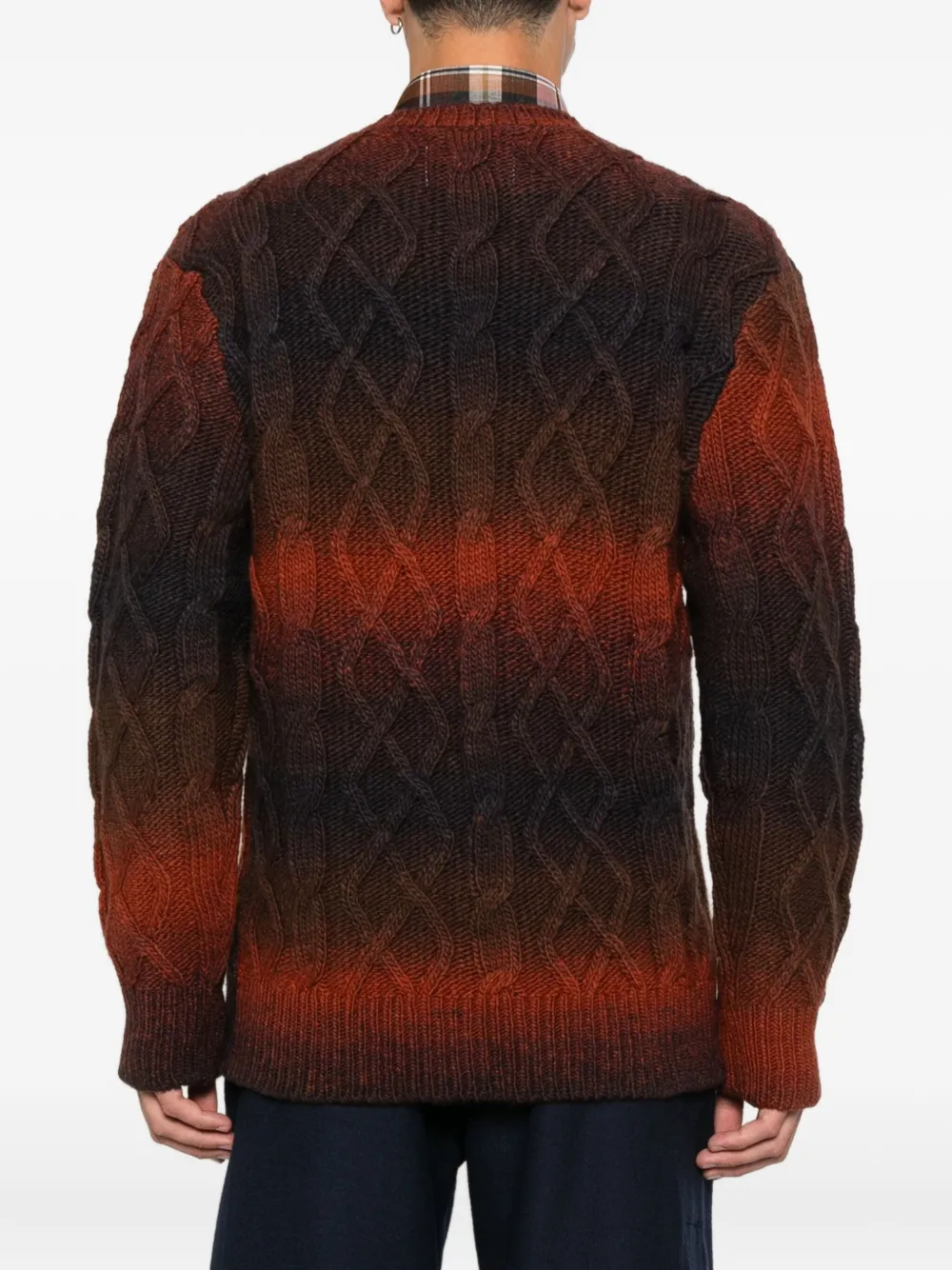 Seven Gauge Gradient-effect Cable-knit Jumper In Orange