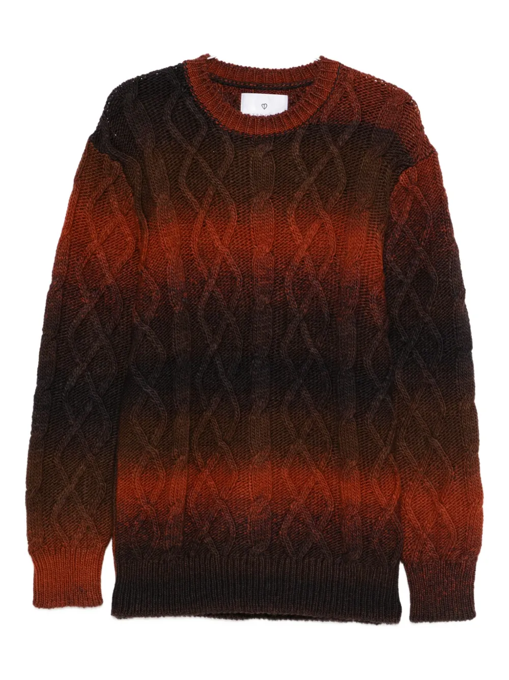 Seven Gauge Gradient-effect Cable-knit Jumper In Orange