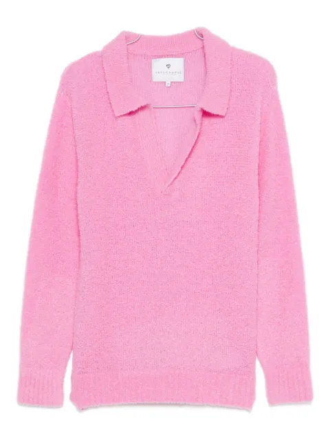 SEVEN GAUGE polo-collar V-neck sweater