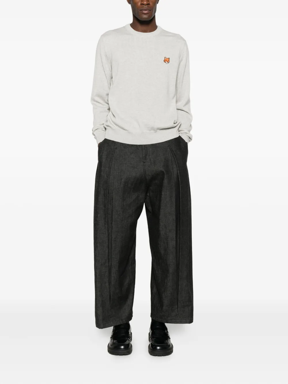 Maison Kitsun&eacute; Trui met vossenkop - Grijs