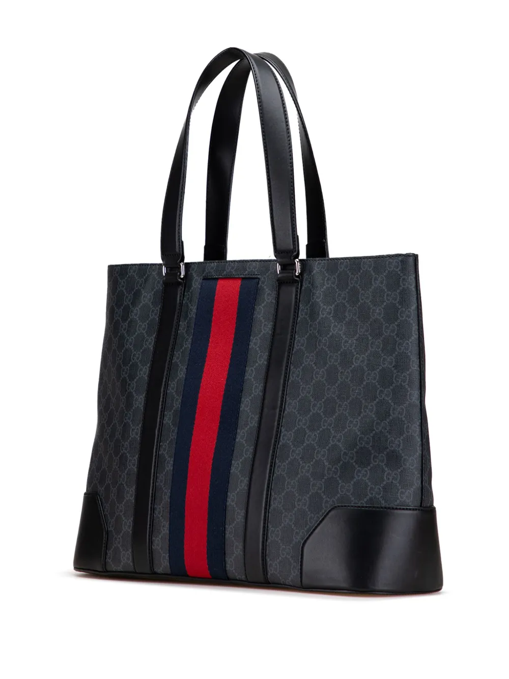 Pre-owned Gucci 2000-2015 Large Gg Supreme Web Tote Bag In Black