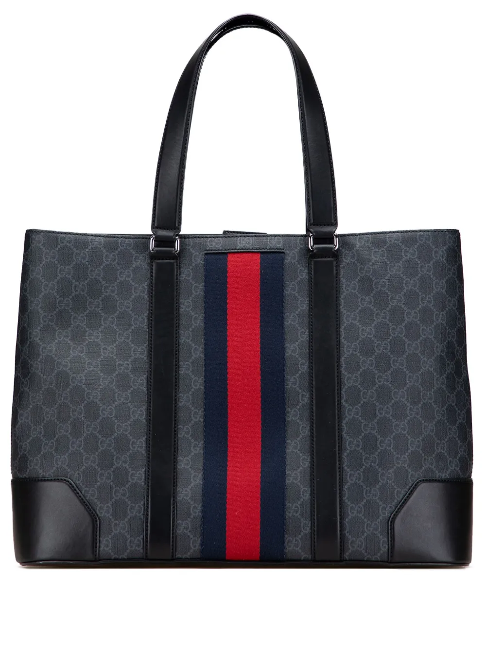 Pre-owned Gucci 2000-2015 Large Gg Supreme Web Tote Bag In Black