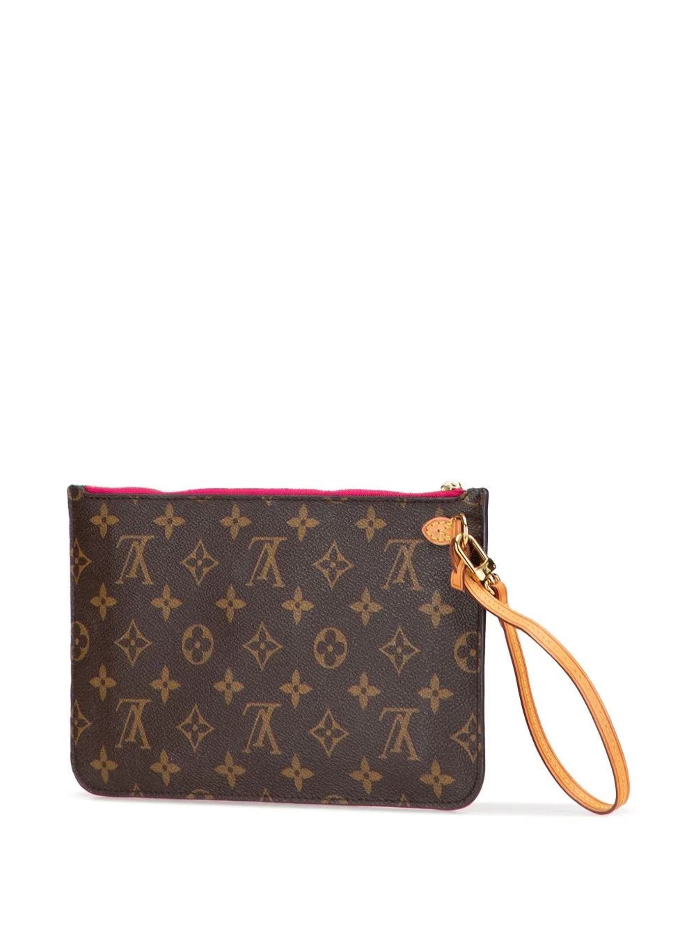 Pre-owned Louis Vuitton 2014 Monogram Neverfull Pouch In Brown