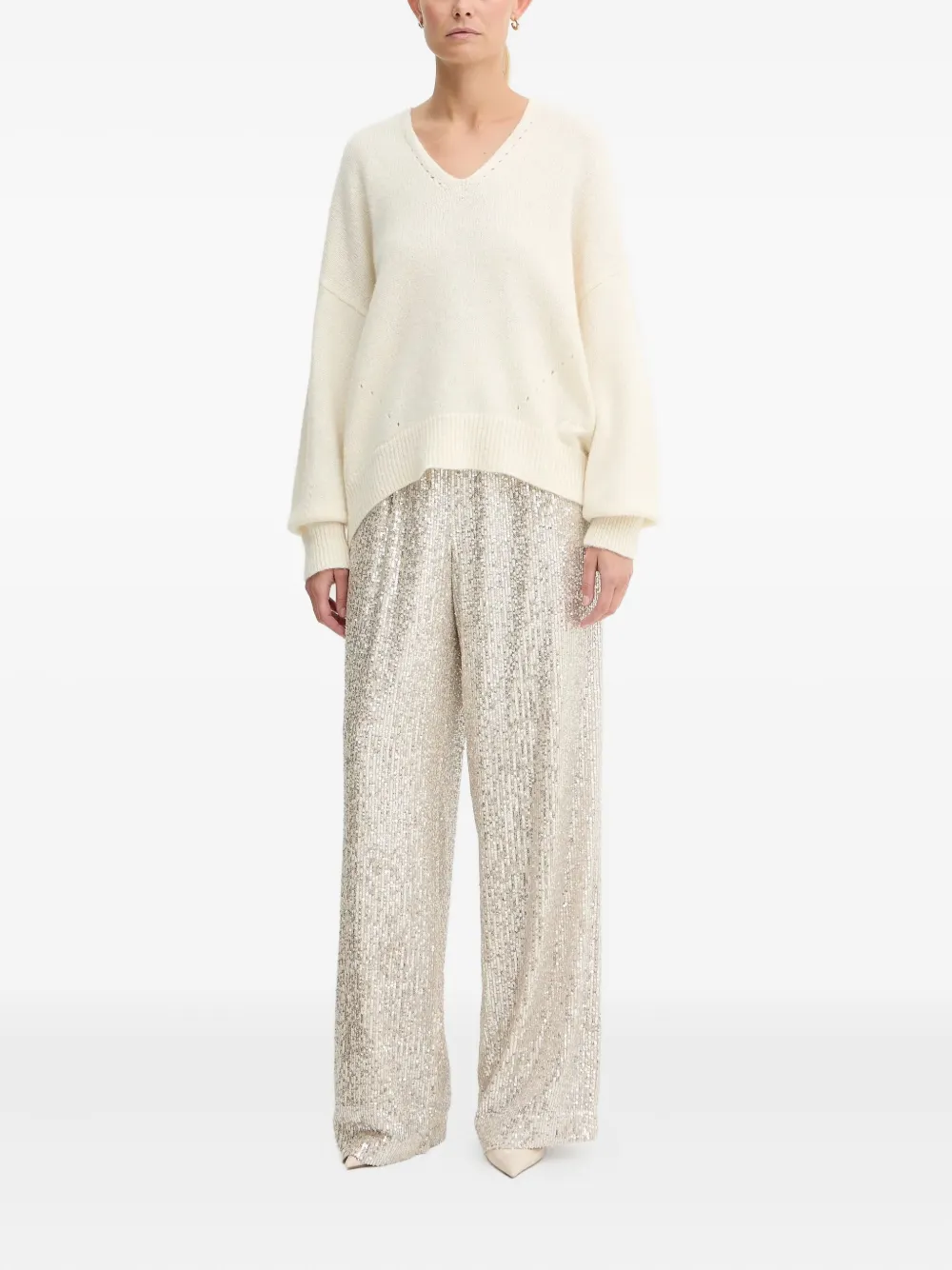 BOSS sequin-embellished trousers - Beige