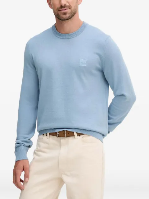 BOSS suéter con cuello redondo y parche del logo