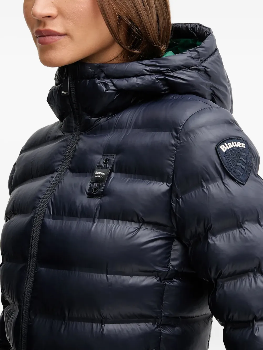 Blauer Hooded-neckline Padded Jacket In Blue