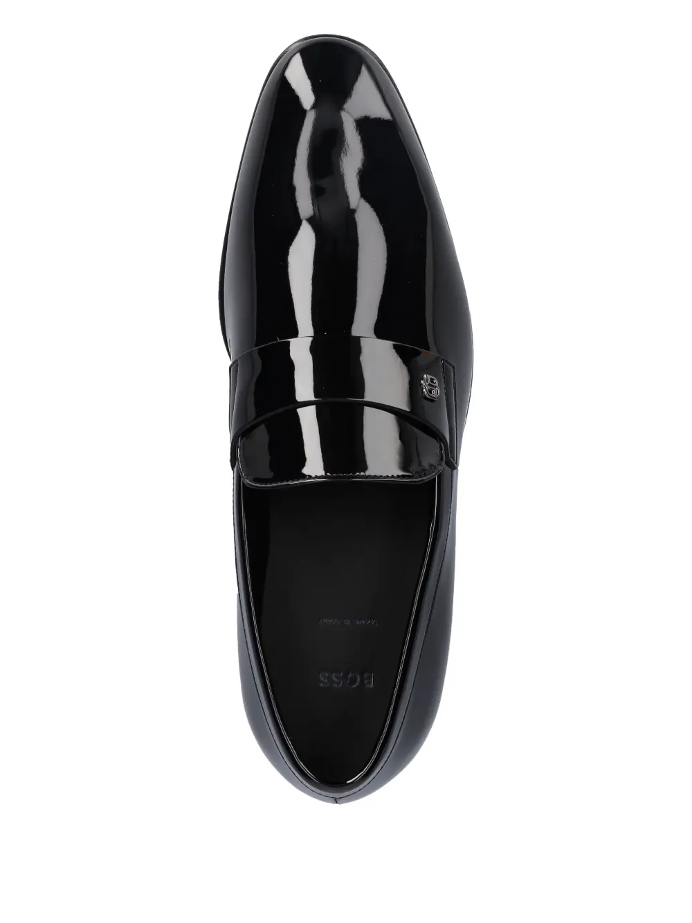 BOSS logo-detail penny loafers Zwart