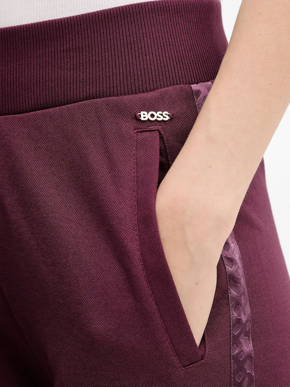 Hugo Boss Ribbed-waistband Track Pants In Burgundy