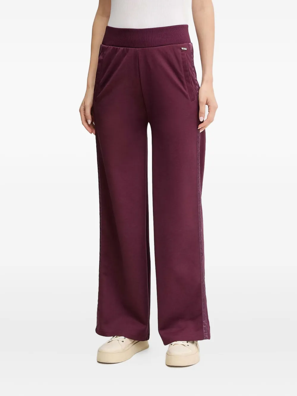 Hugo Boss Ribbed-waistband Track Pants In Burgundy
