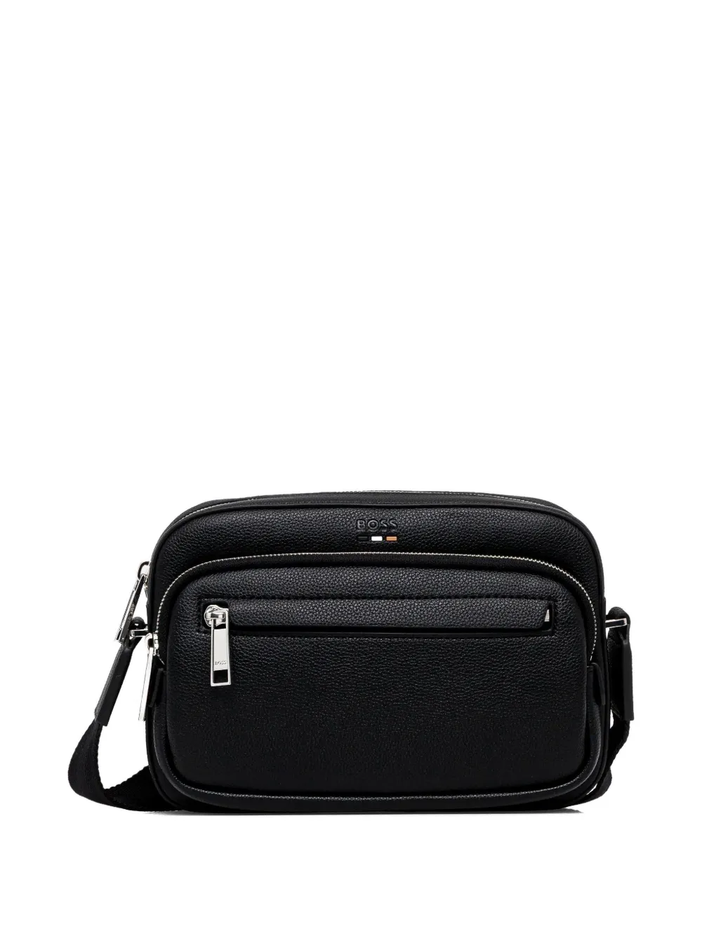BOSS logo-detail messenger bag - Zwart