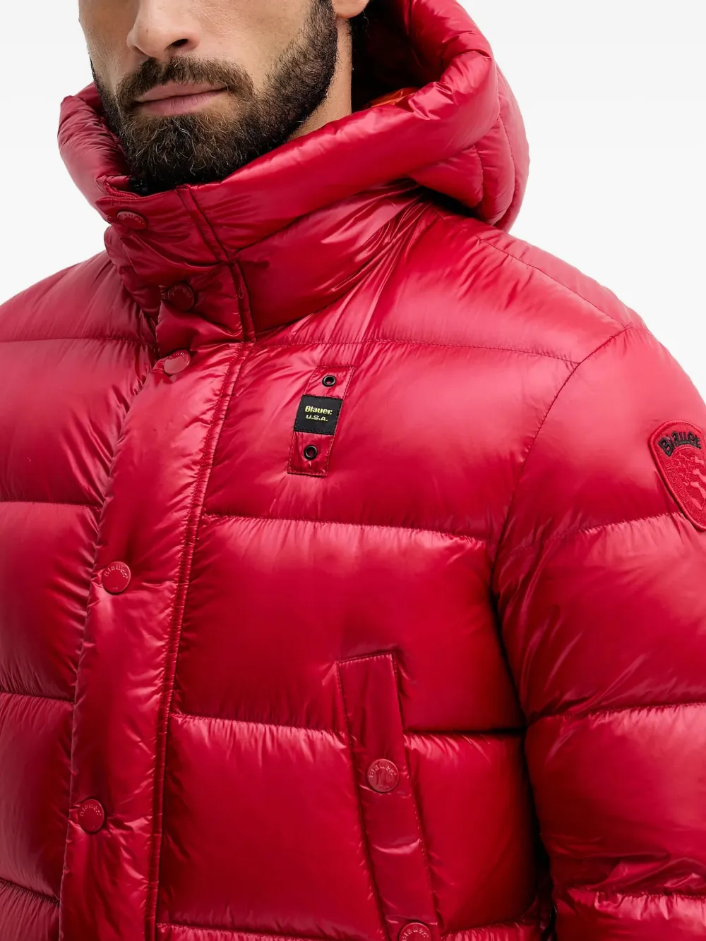 Blauer Jack met capuchon Rood