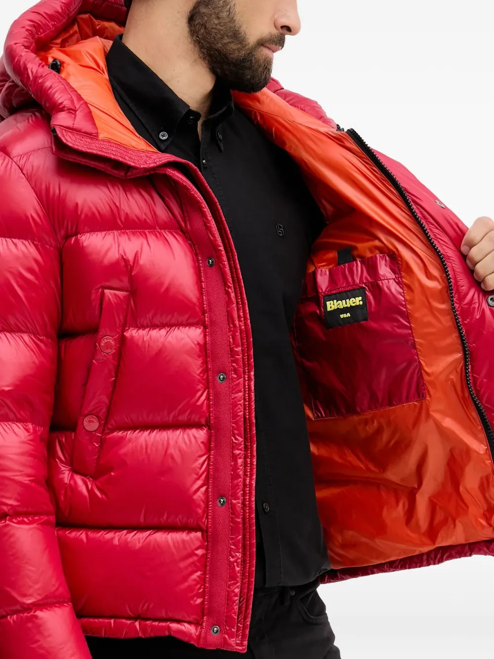 Blauer Jack met capuchon Rood