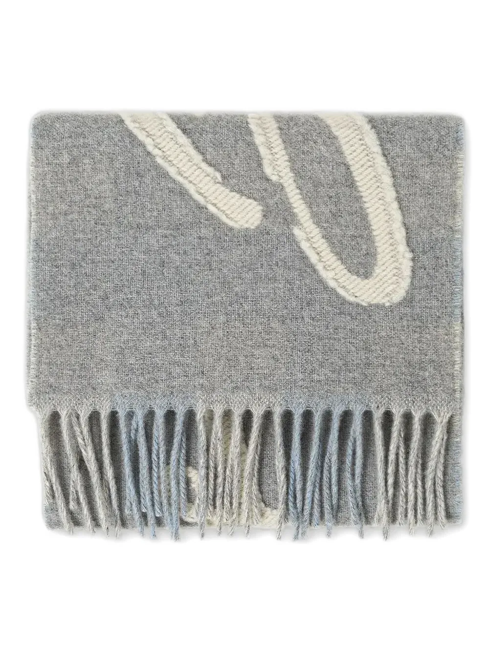 BOSS logo-embroidery fringed scarf - Grijs