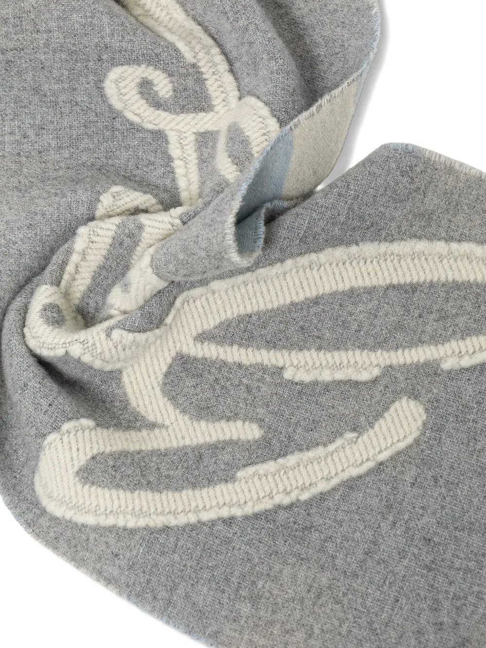 BOSS Sjaal met geborduurd logo en franje Grijs