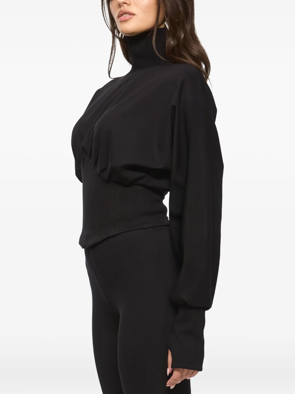 HAMZA Nice high-neck corset top - Zwart