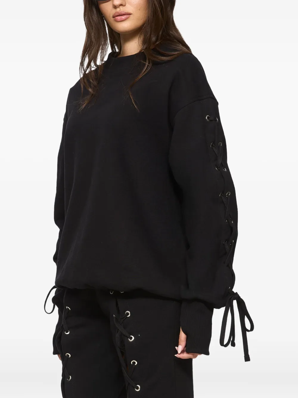 Hamza Eyelet Tie Sweatshirt In Black