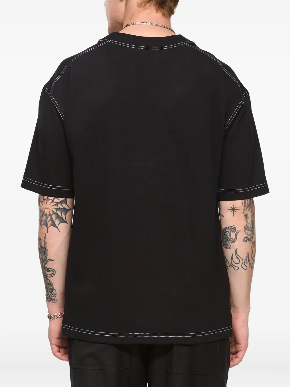 Hamza Khan Contrast-stitching T-shirt In Black