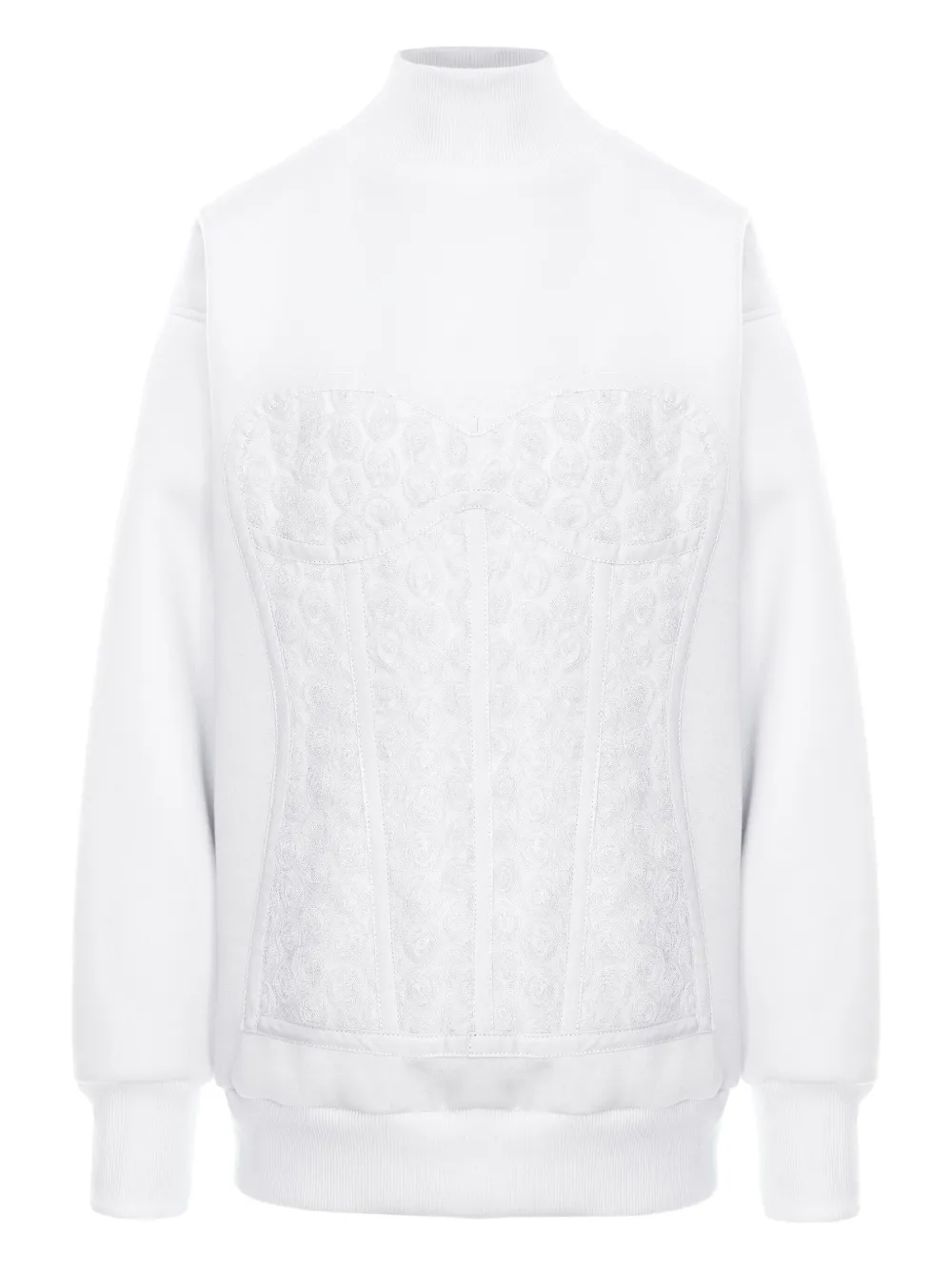 Hamza Kora Turtleneck Sweatshirt In White