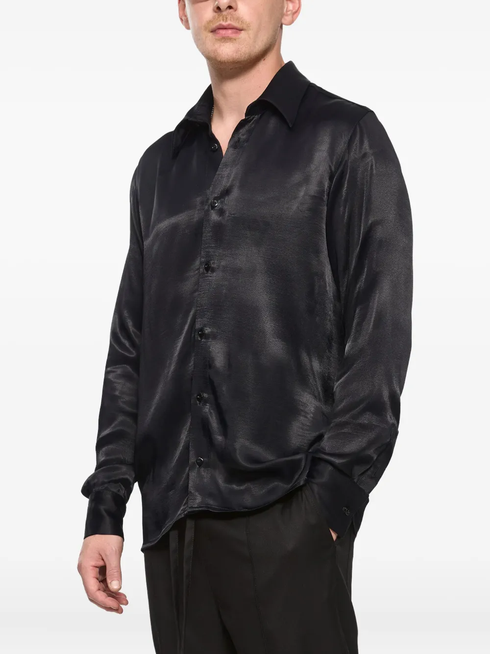 Hamza Buttoned Viscose Shirt In Black