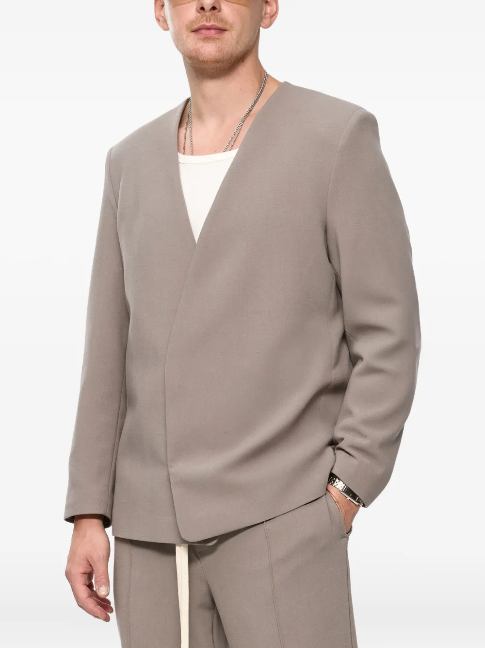 Hamza V-neck Jacket In Neutral