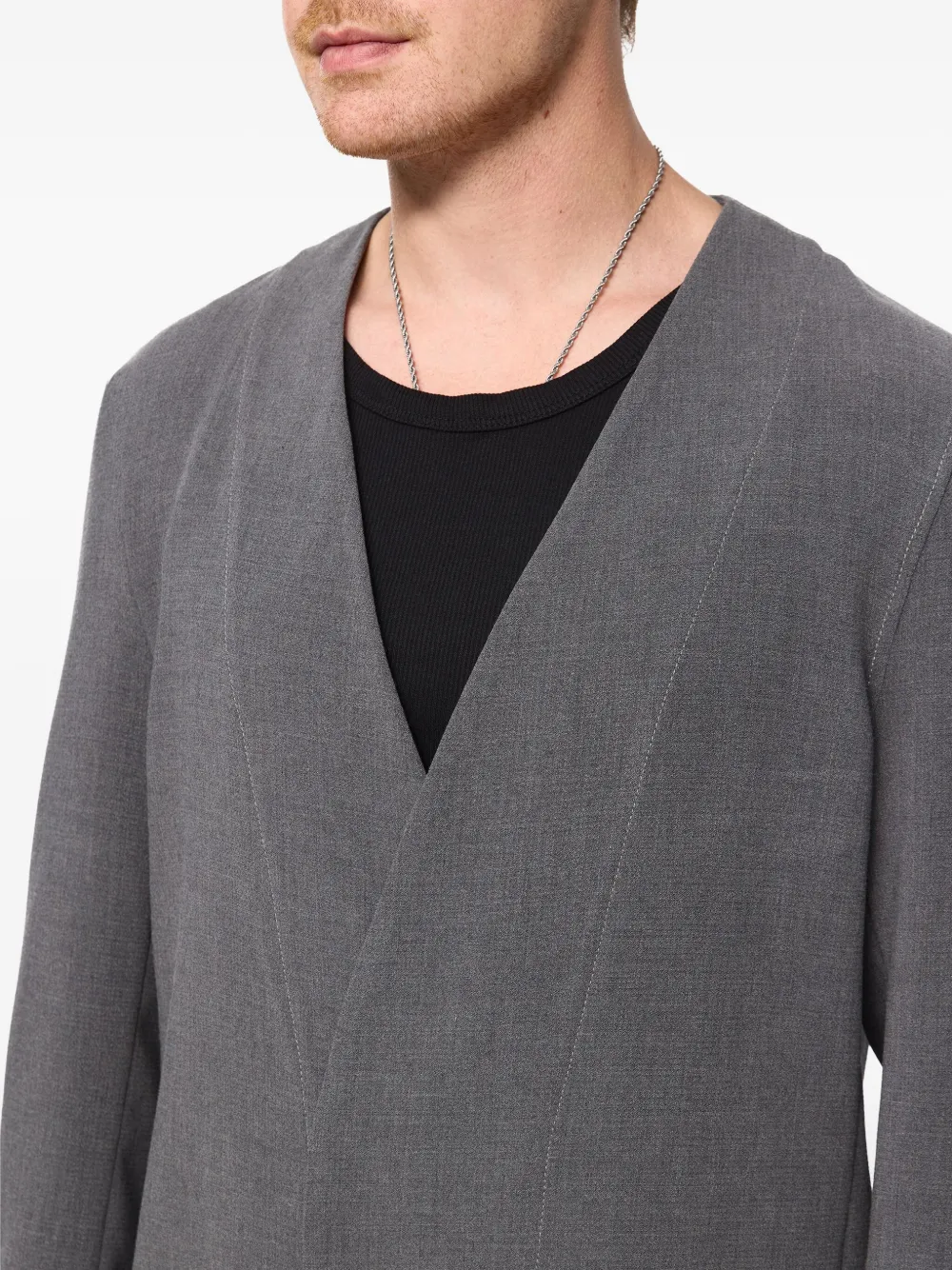 Hamza V-neck Jacket In Gray