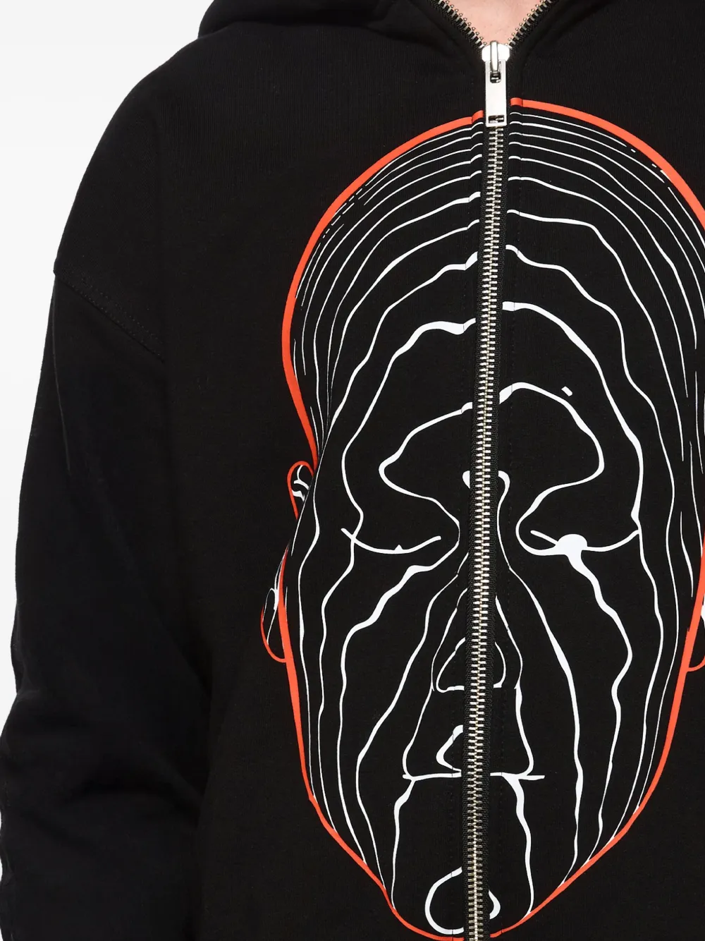 Hamza Ego Graphic-print Zip Hoodie In Black