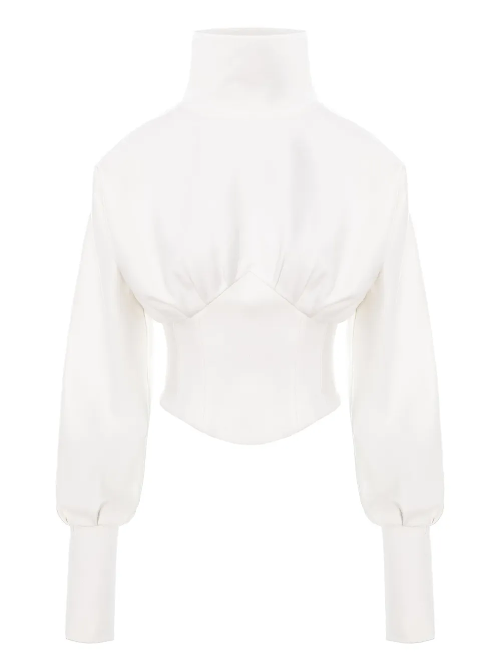 Hamza Nice Turtleneck Lace-up Top In White