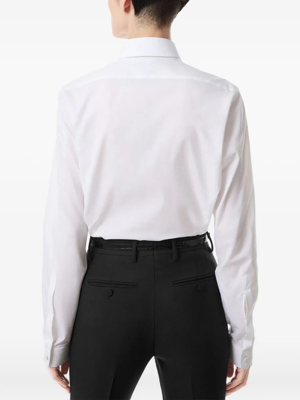 Tom Ford Collared Long Sleeve Cotton Voile Shirt In White