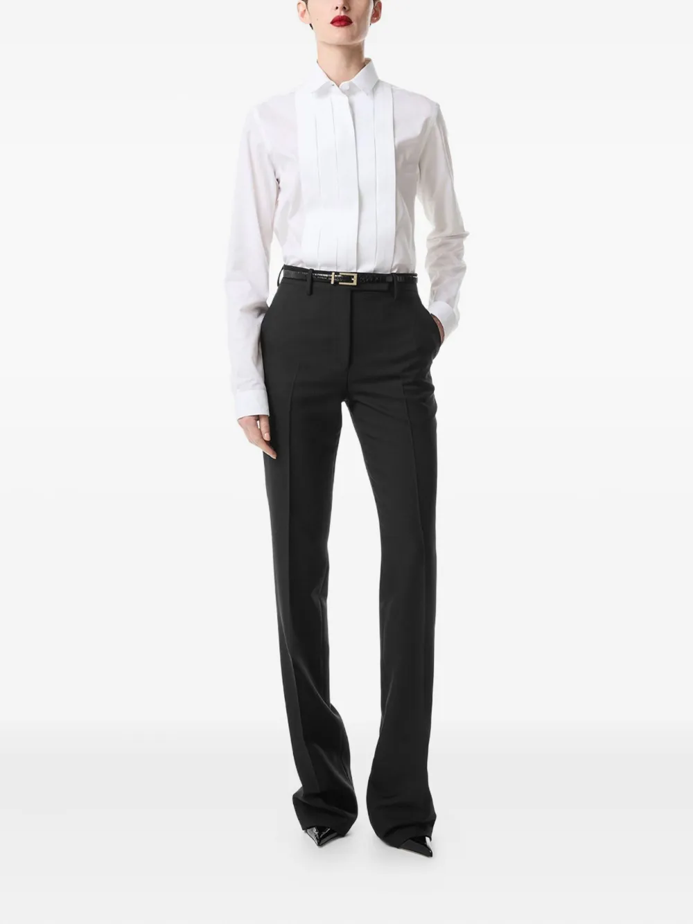 Tom Ford Collared Long Sleeve Cotton Voile Shirt In White