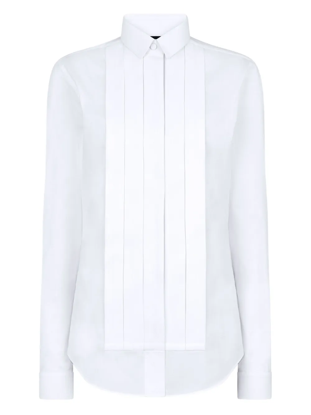 Tom Ford Collared Long Sleeve Cotton Voile Shirt In White