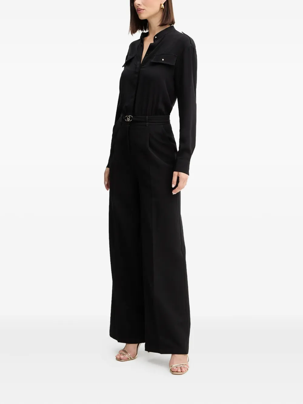 Liu •jo Logo-plaque Jumpsuit In Black