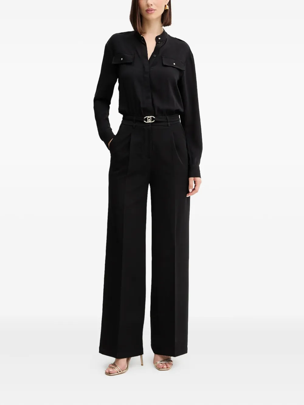 Liu •jo Logo-plaque Jumpsuit In Black