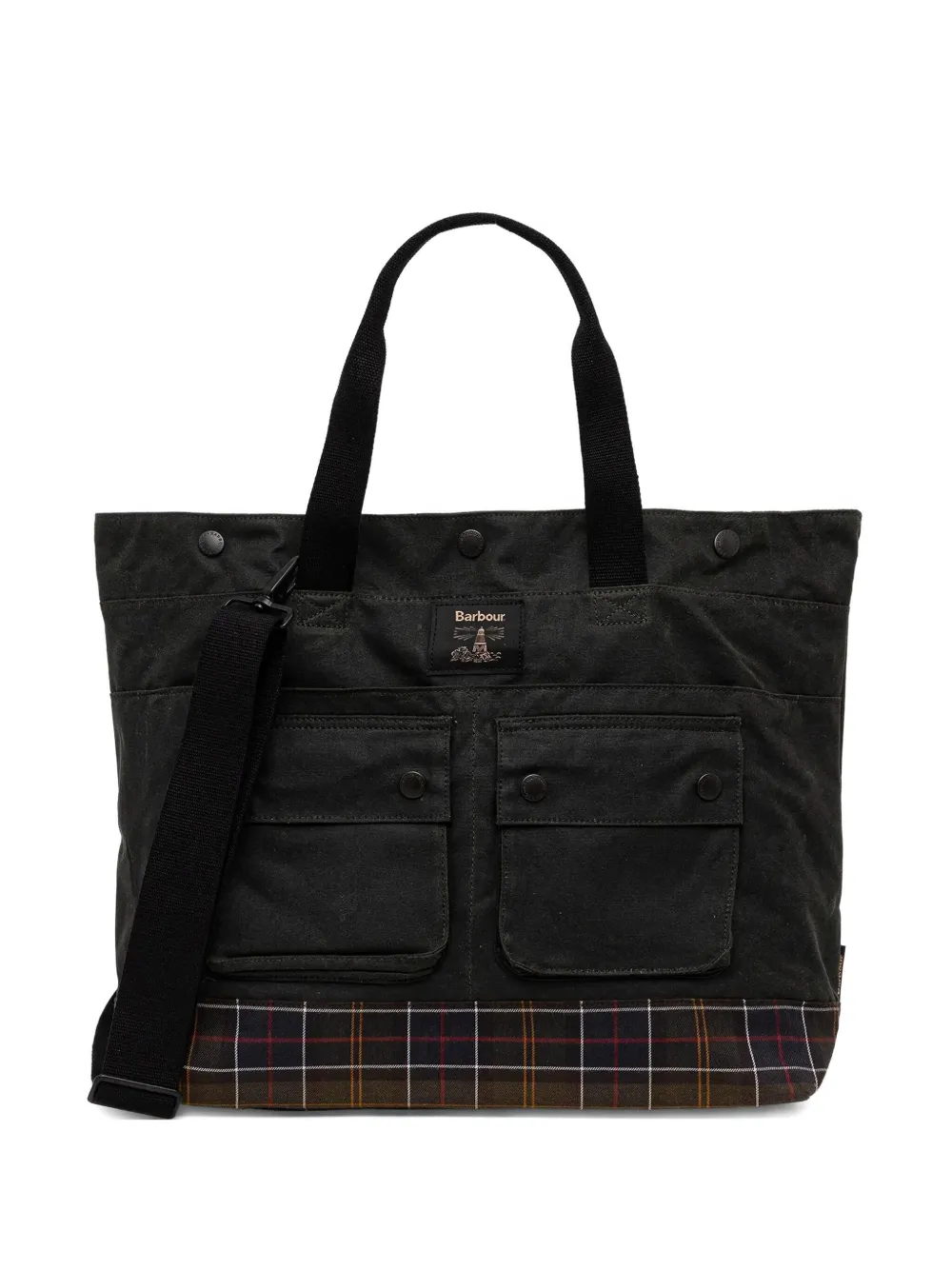 Barbour Logo-patch Tote Bag In Black