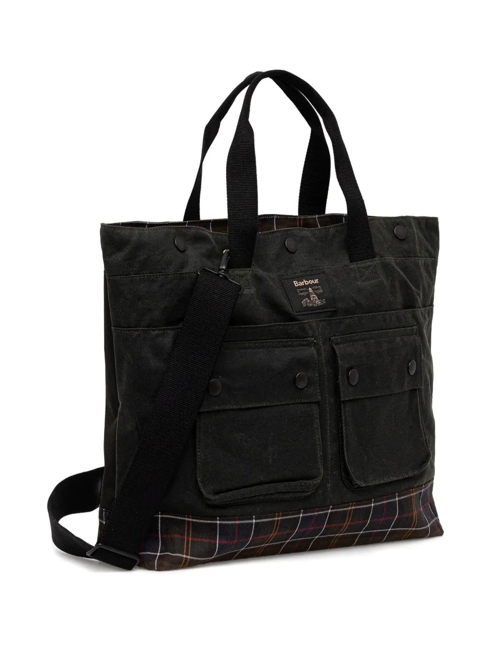 Barbour Logo-patch Tote Bag In Black