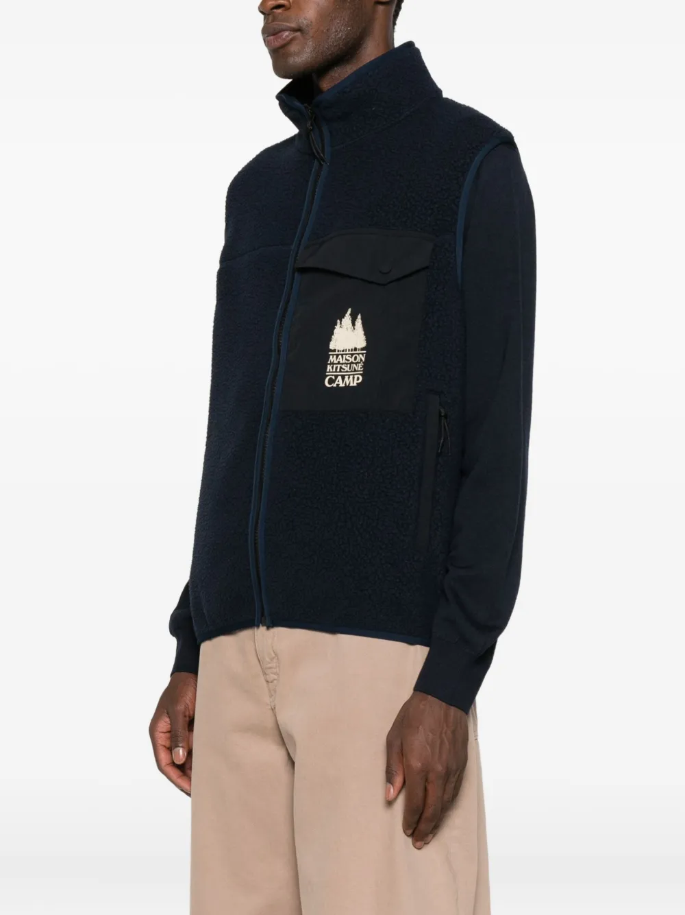 Maison Kitsuné Gilet met borstzak en ritssluiting Blauw