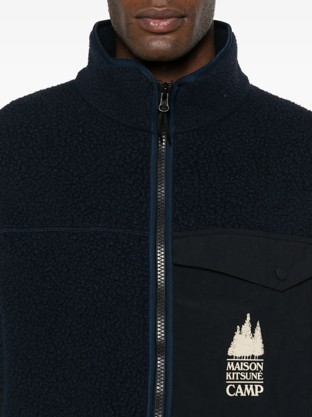 Maison Kitsuné Gilet met borstzak en ritssluiting Blauw