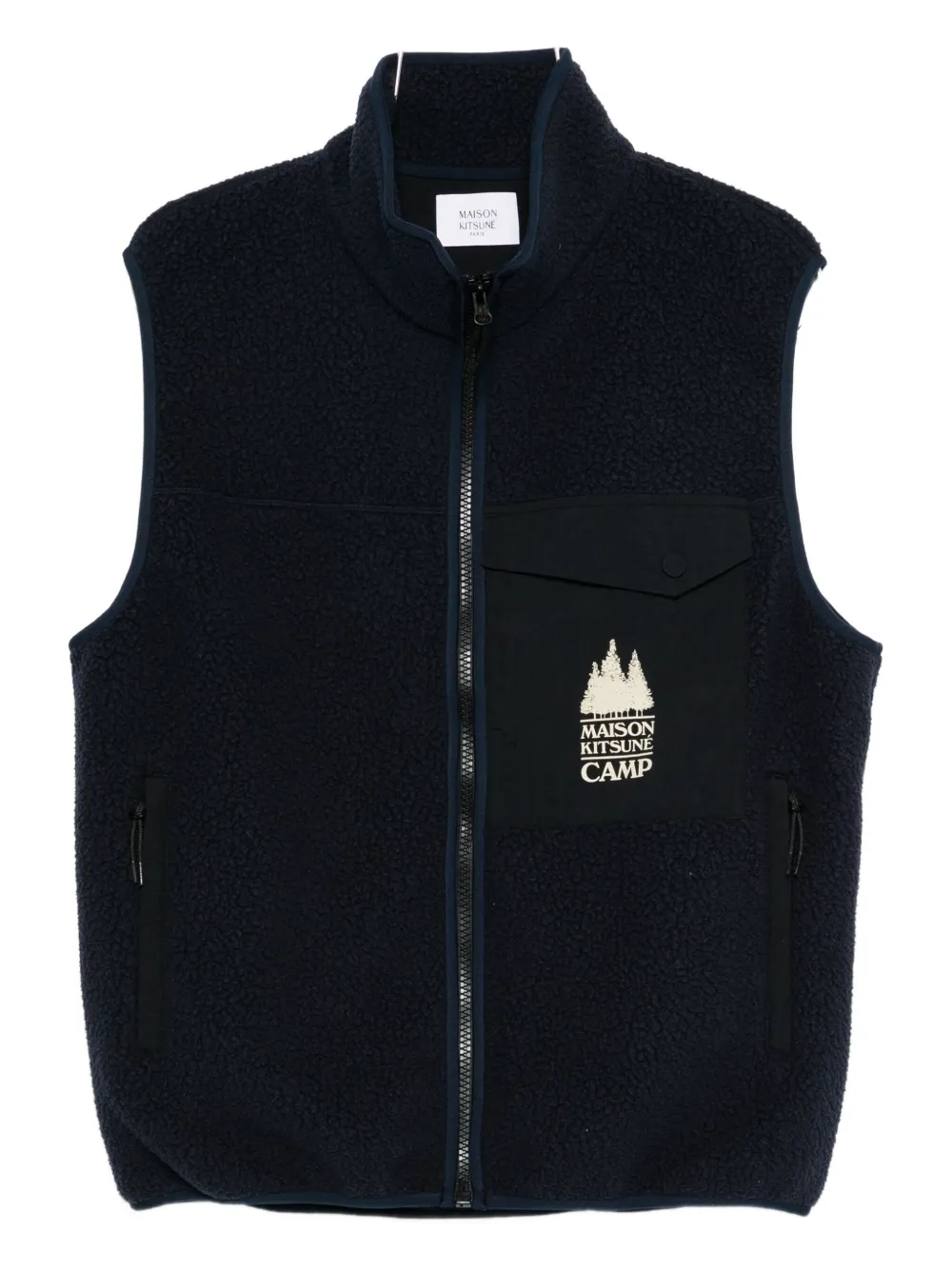 Maison Kitsuné zip-fastening chest-pocket gilet - ブルー Maison Kitsuné zip-fastening chest-pocket gilet - ブルー