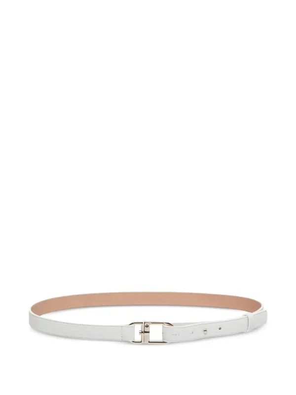 Giorgio Armani Pebbled-leather Buckle Belt in White