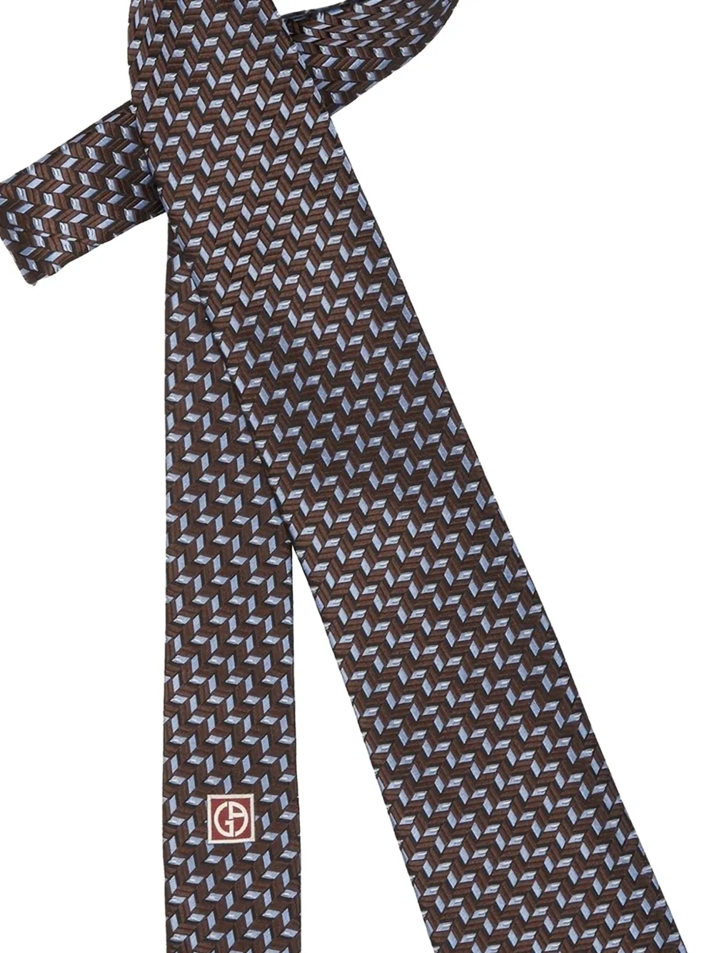 Giorgio Armani Stropdas met logodetail - Bruin