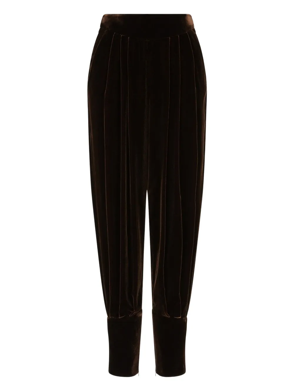 Giorgio Armani pleated velvet trousers – Brown