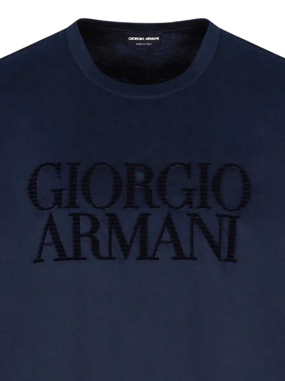 Giorgio Armani flocked-logo cotton T-shirt - Blauw