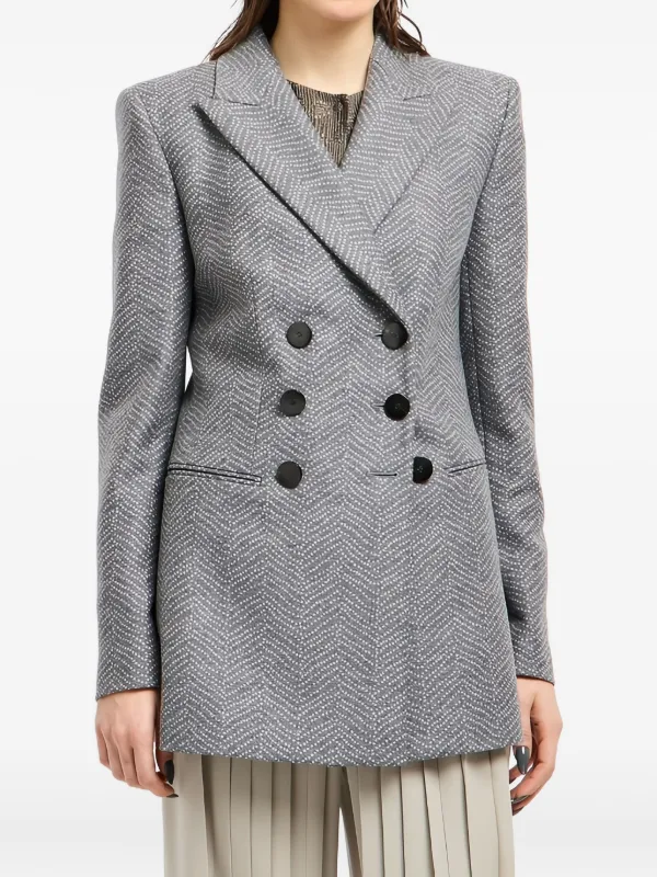 Giorgio Armani シェブロン ジャカード ダブルジャケット | グレー