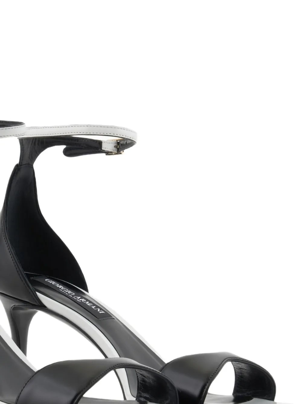 Giorgio Armani 70 mm tweekleurige leren sandalen Zwart