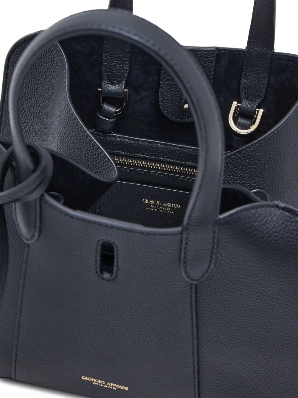 Giorgio Armani Leren shopper - Zwart