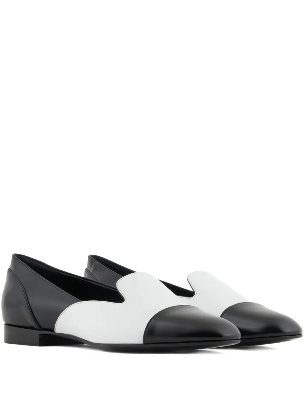 Giorgio Armani Two-tone Leather Loafers In Black