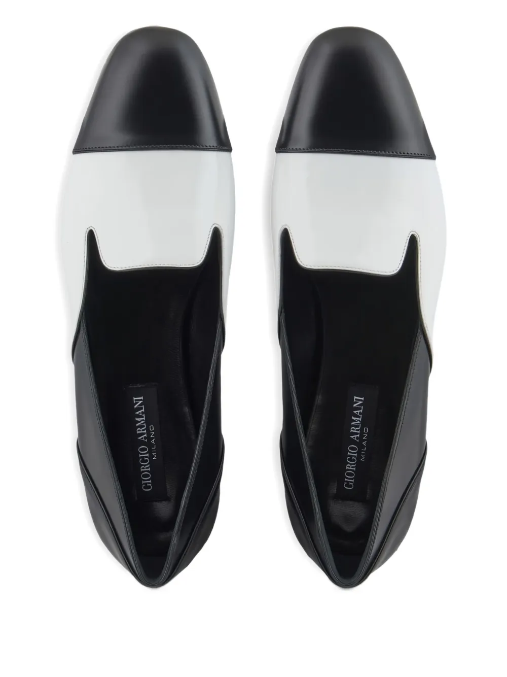 Giorgio Armani Two-tone Leather Loafers In Black