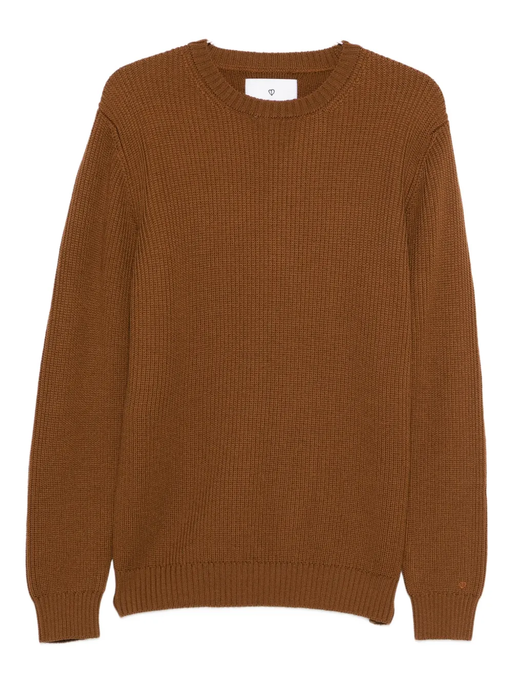 Seven Gauge Crew-neck Ribbed-knit Jumper In Brown